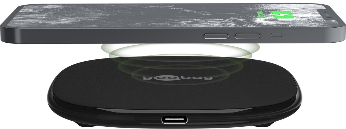 Goobay Draadloze snellader 15 W, Geschikt voor smartphones en toestellen met Qi-standaard