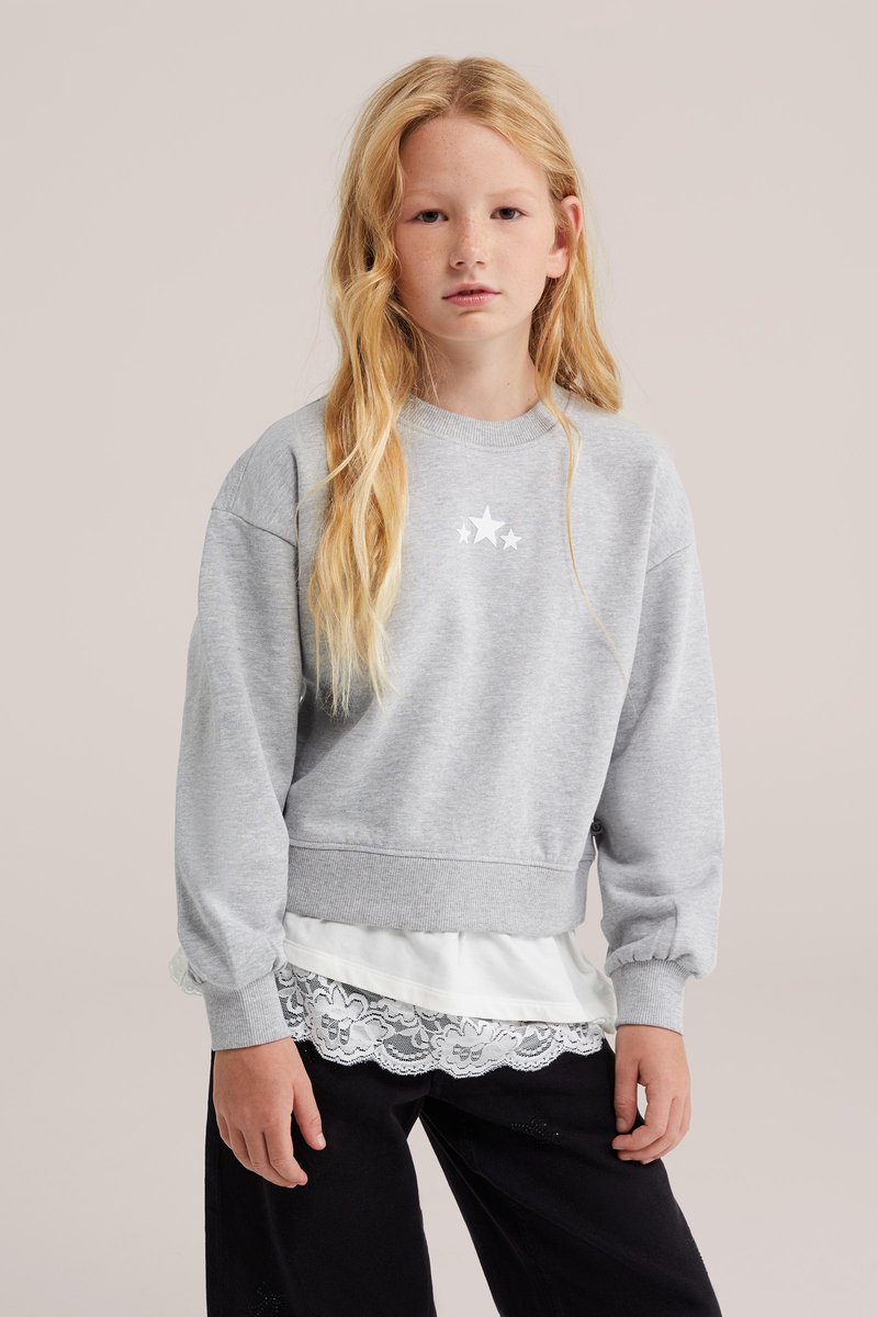 WE Fashion Meisjes oversized sweater met print