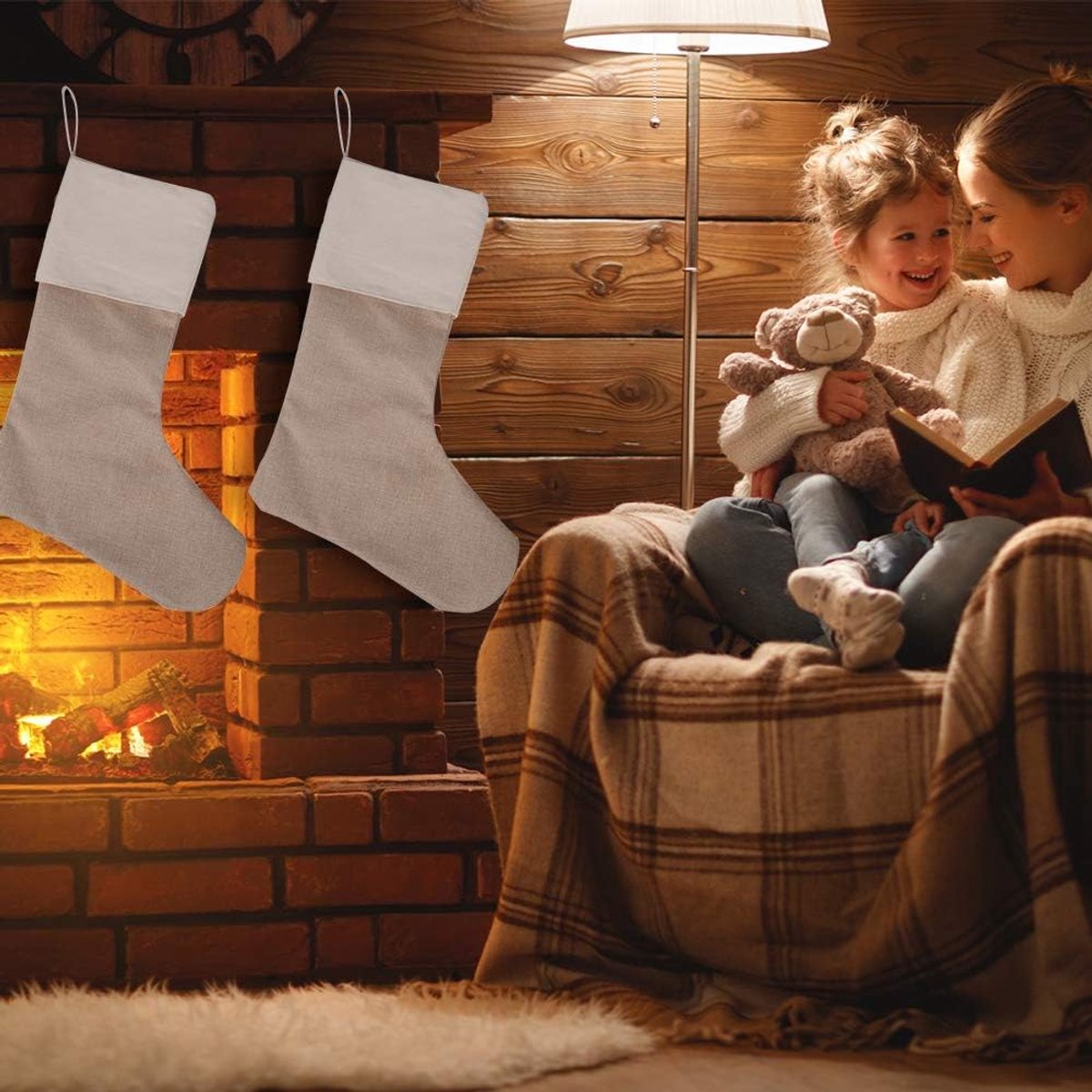 Kousen 6 Pack, Kerst Hangende Zakken Xmas Vakantie Kous Kerstboom Open Haard Opknoping Ornamenten Geschenkhouder Kerstdecoraties