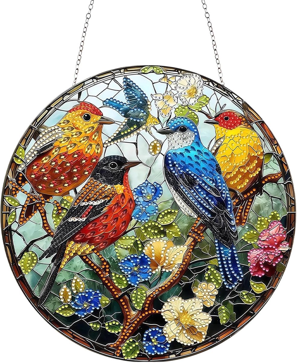 Diamond Painting raamafbeeldingen vogels, 5D Diamond Painting hanger