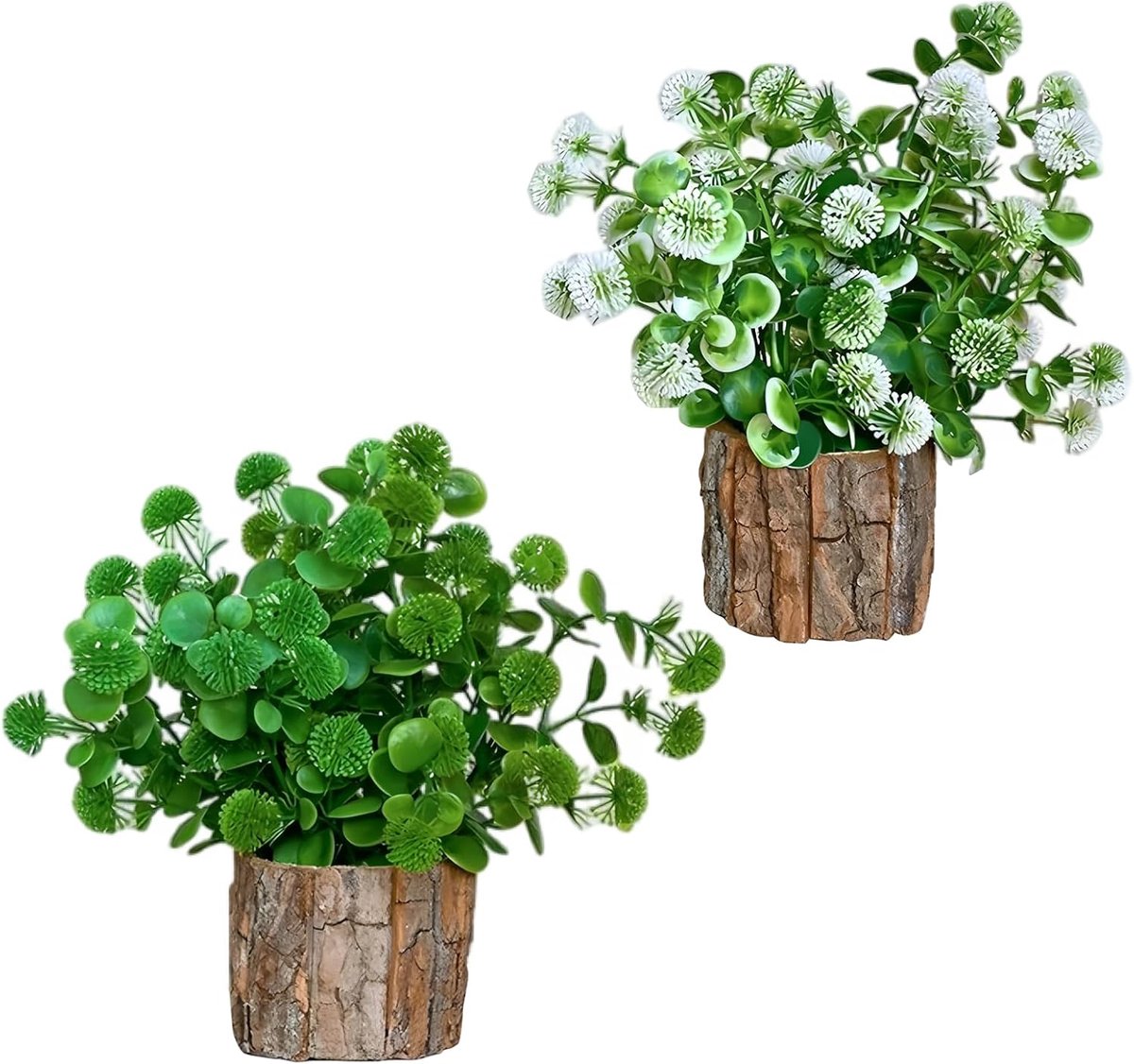 Kunstmatige potplant, realistische simulatie van een groene sierplant als decoratie voor thuis en op kantoor, kant-en-klaar mini-plantenarrangement voor tafel, vensterbank en plank