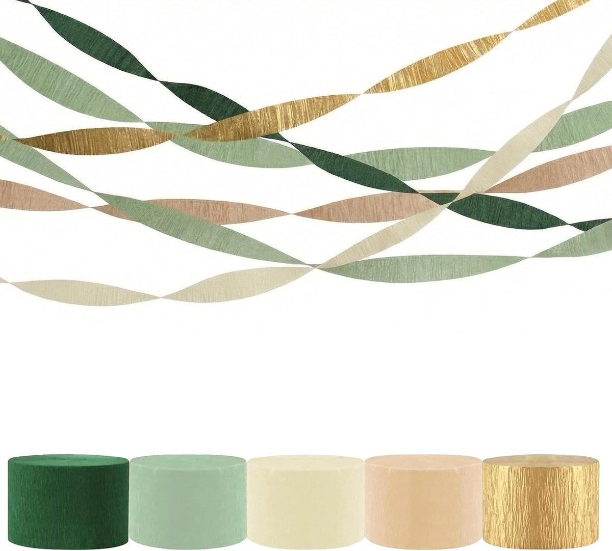 Crêpepapier-luchtslangen, bruiloftsdecoraties, feestdecoraties, achtergronddecoratie voor paasdecoraties, verjaardag, tuinfeest, babyshower, lente-woondecoratie (groen)