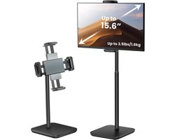 Tounee Draagbare houder voor monitor en tablet, draagkracht 2 kg, hoogte verstelbaar tot 46 cm, universeel compatibel met apparaten van 4,7-16 inch (iPad, iPhone, Kindle) – zwart