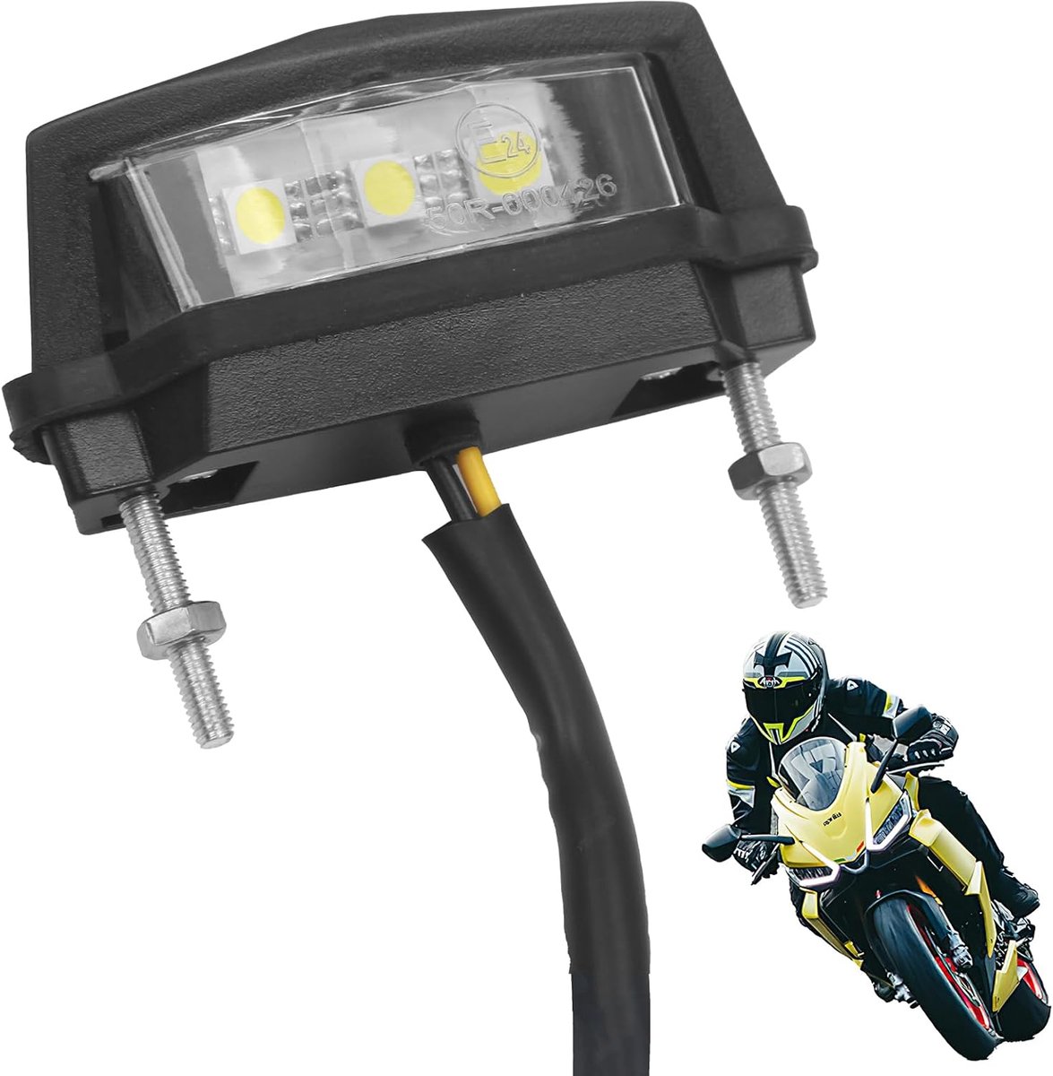 Kentekenplaatverlichting voor motorfiets, 12 V, helder en waterdicht, intens wit, compatibel met motorfietsen, ATV's en quads