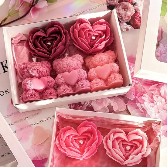 Berenkaarsvorm, 3D-siliconen vormen voor beren, verjaardagscadeaus, moederdaggeschenken, huwelijksgeschenken en vitrines (set van drie delen: beer + bloem) — afbeelding 3