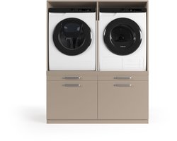 Wasophoogte® Wasmachine Kast Oslo - Wasmachine verhoger - Wasmachine ombouw - 700(D)*1330(B)*1580(H) mm - Taupe