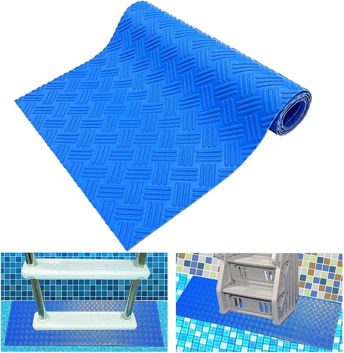 SnelShoppen - 23x90 cm Zwembad Ladder Mat Veiligheidsmat Antislip Voor Bescherming Pool Trap Antislip Mat Stap Pad Voor Boven Grond En Ingrond Zwembad