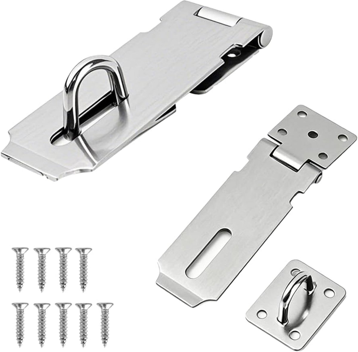 2 stuks 4 inch hangslot, hasp 304 roestvrij staal, slotgrendel, overvalslot, deurgrendel, veiligheidsongevallen met 9 - ShopVlot