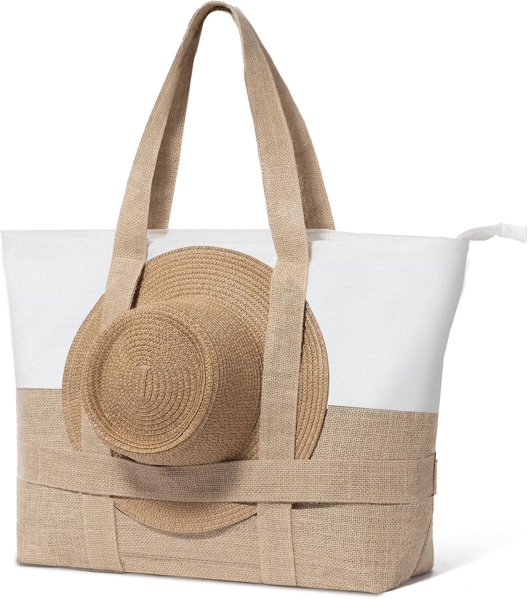 Women's Large Beach Bag with Zip - ShopVlot
