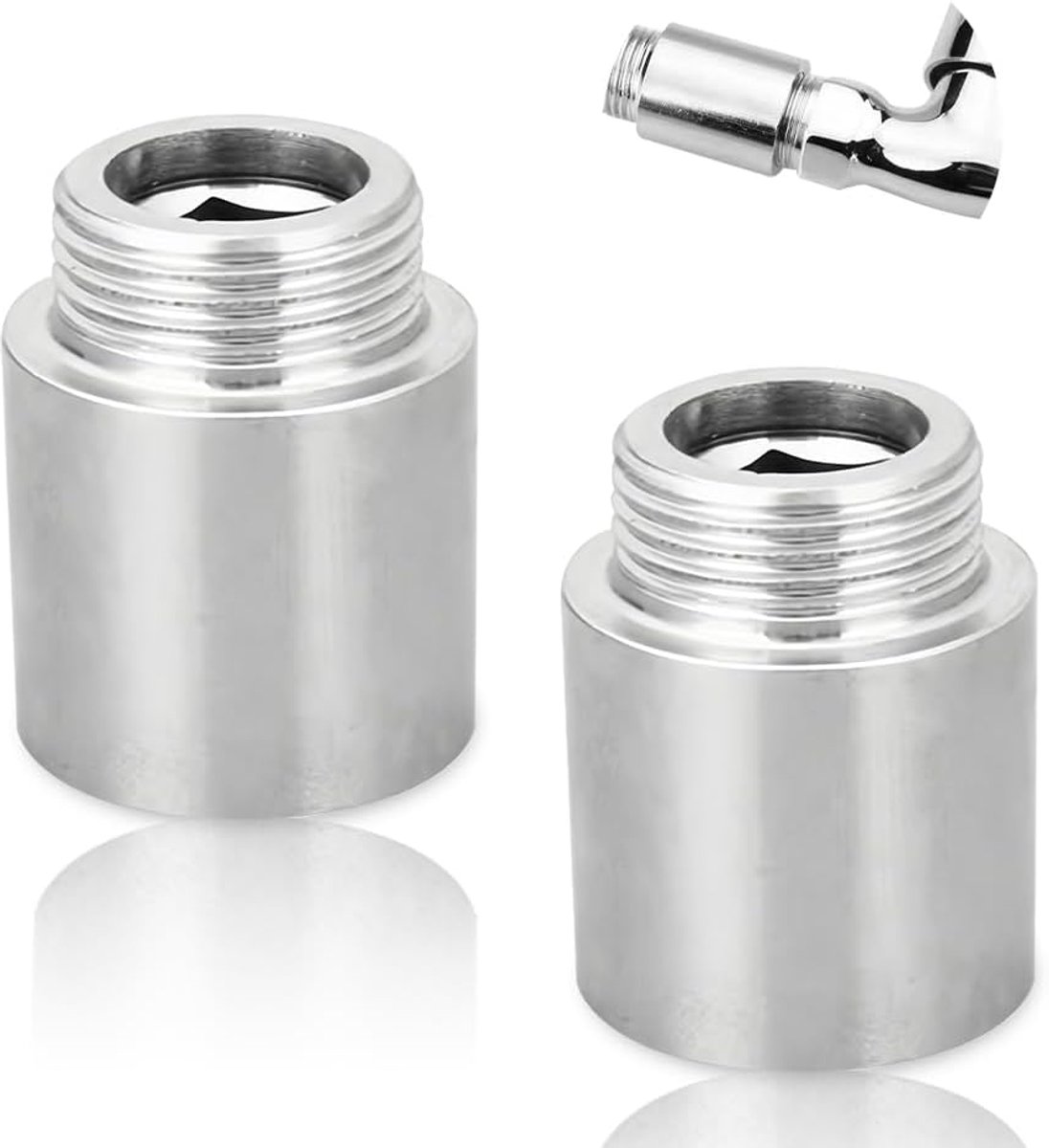 Tap Extension 2 Pieces 1/2 Inch x 25 mm 1/2 Inch IG x 1/2 Inch AG DN15 Thread Extension 25 mm Stainless Steel - ShopVlot