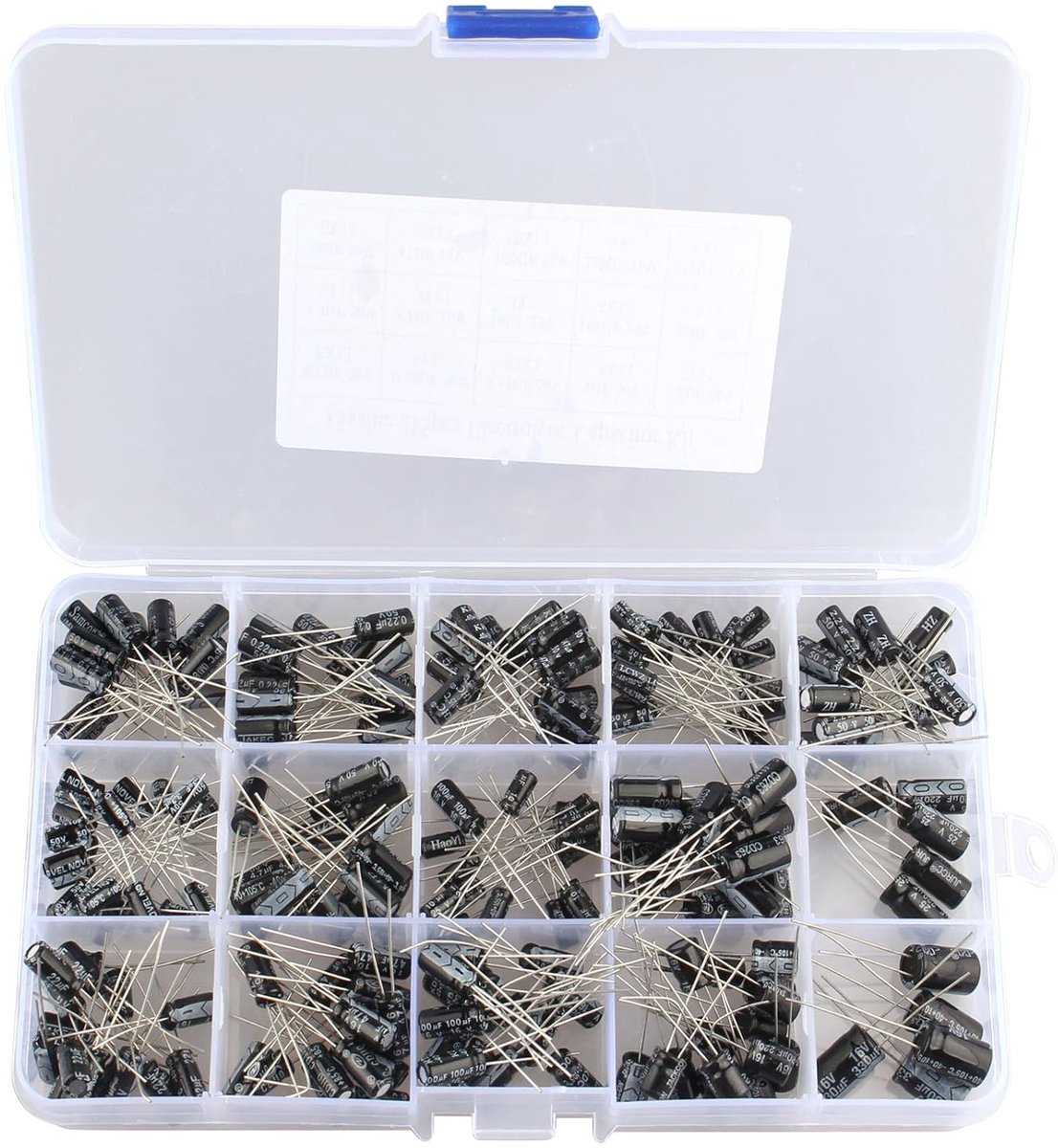 Dailygoods - Electrolytische Condensatoren Kit - 215-delige Set - 0.1uF tot 330uF - Met Opbergdoos - Elektronica - Geschikt voor projecten - Diversen
