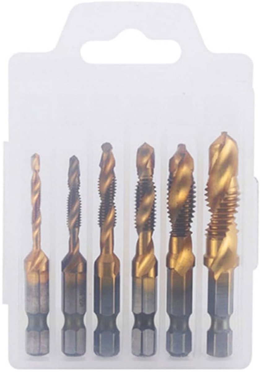 Countersink Tap Kit 6 stuks - titanium coating - 2-in-1 boor en draadsnijder - ideaal voor precisiewerk - ShopVlot