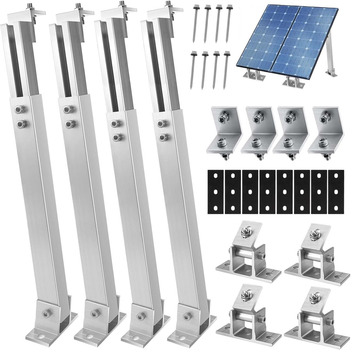 Solar panel houder 15-30° verstelbaar - aluminium - eenvoudig te monteren - optimaal energiegebruik - ShopVlot