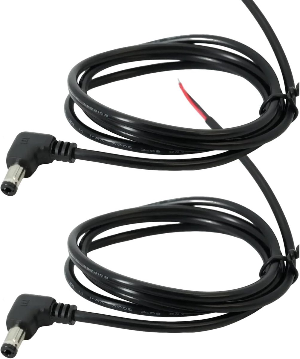 DC verlengkabel 90° - 5,5mm x 2,1mm - plug naar draad - ideaal voor LED-strips en camera's - ShopVlot