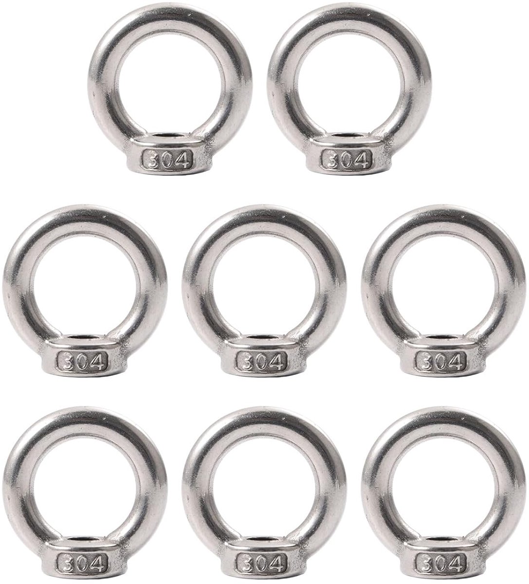 8 pieces M10 ring nuts, 304 stainless steel, eye nuts, ring bolts for attaching hanging ornaments, flower pots, swing - ShopVlot