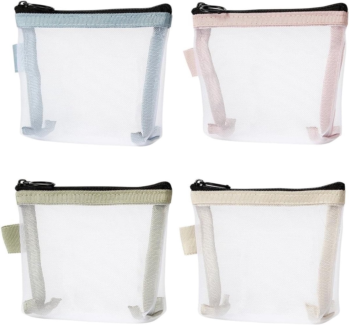 4 Piece Transparent Toiletry Bag for Women, Transparent Bag for Travel, Mini Cosmetics with Zip, Portable Cosmetic - ShopVlot