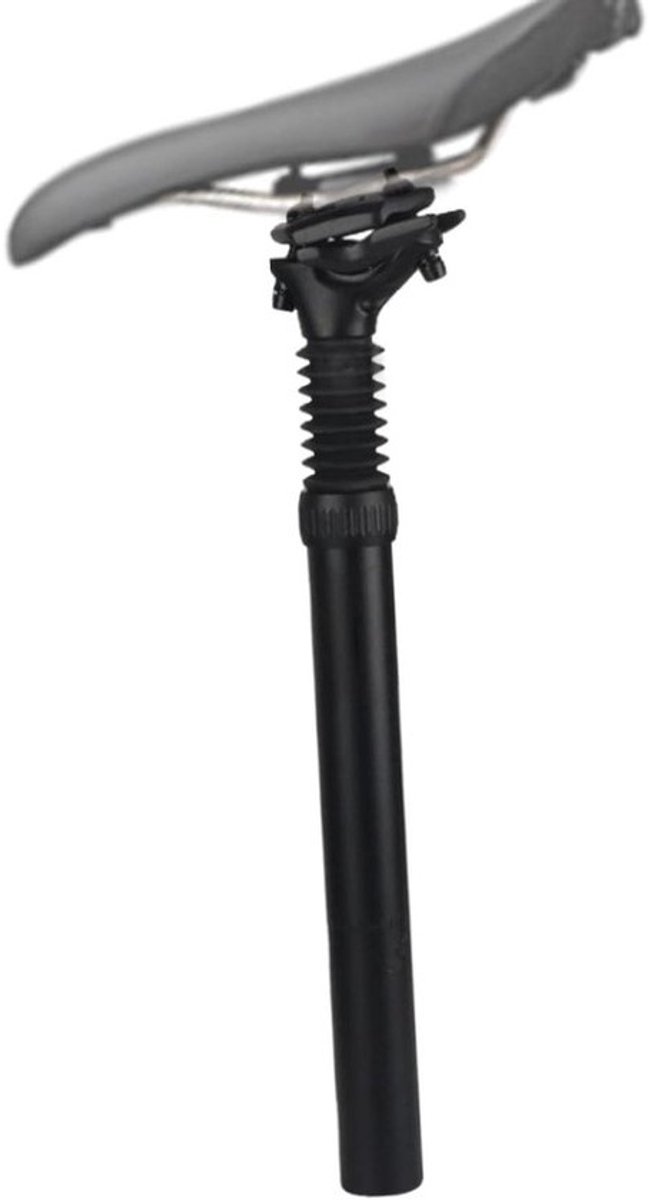 Fietszadelpen - Dempende stang - Comfortabel fietsen - Schokabsorberend systeem - 30.9 x 350 mm - Zwart
