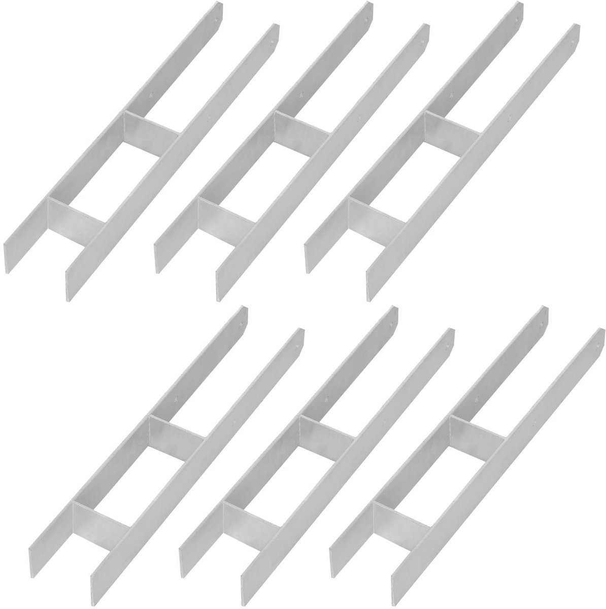 KOTARBAU® H Instortanker - Paalhouder in Beton Storten 100 x 600 mm 6 Stuks - Betonanker voor Houten Palen - Paaldrager Beton - Kolomvoet Beton - Thermisch Verzinkte Paalhouder