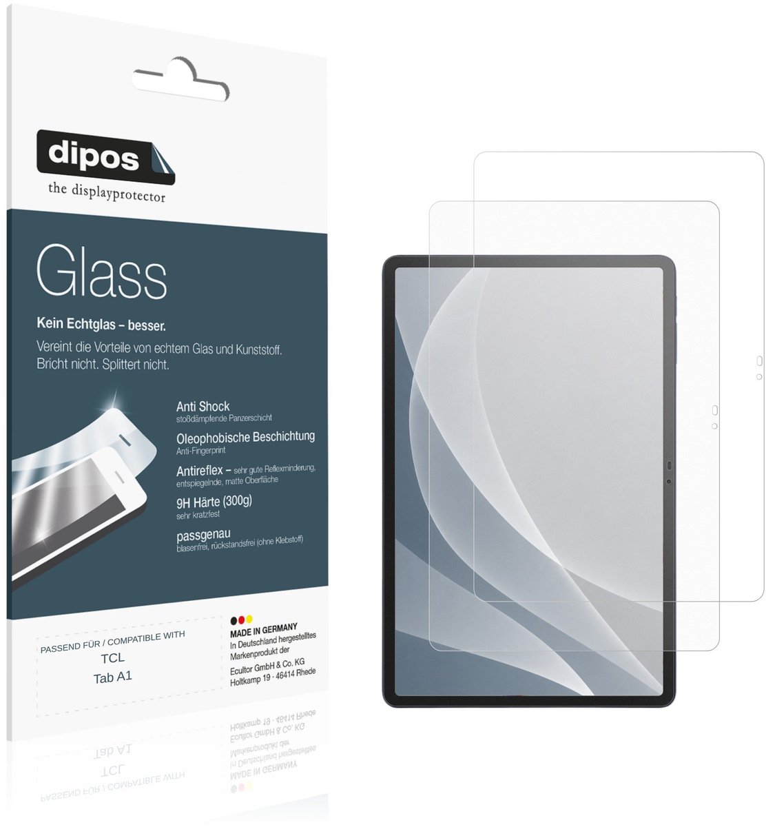 dipos – 2x Matte Pantserfolie geschikt voor TCL Tab A1 | 9H Screenprotector