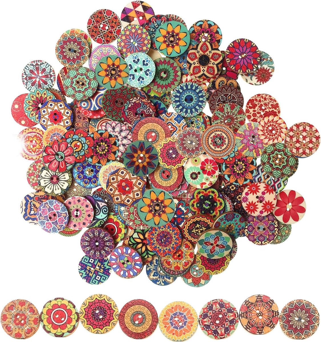 Knopen, 200 stuks, 15 mm en 20 mm, vintage naaiknopen, bloemendesign, knopen om te knutselen, voor gebreide jas en doe-het-zelf handwerk