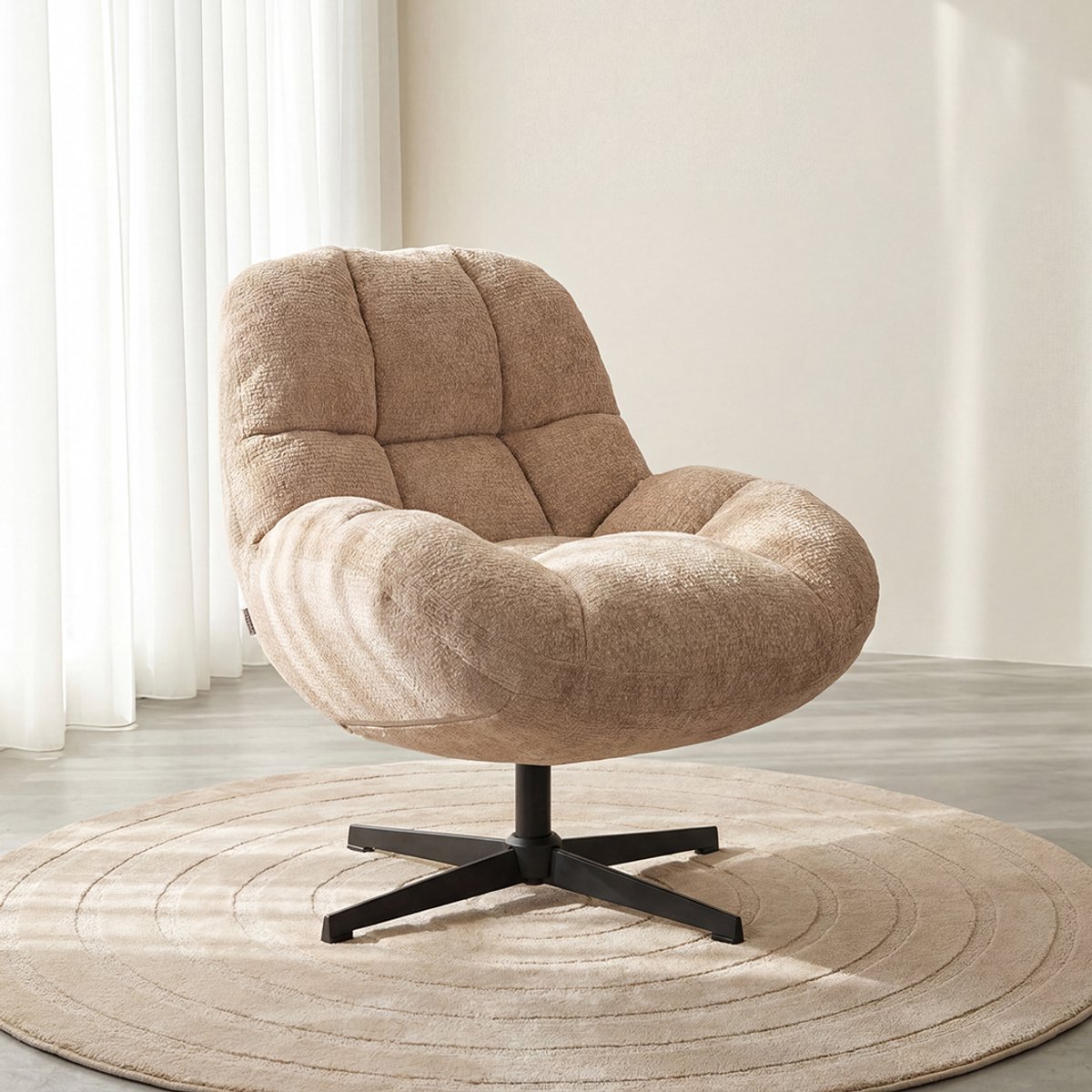 LABEL51 Huxley Fauteuil - Bruin - Velvet - One Size- Normale eetkamerstoel