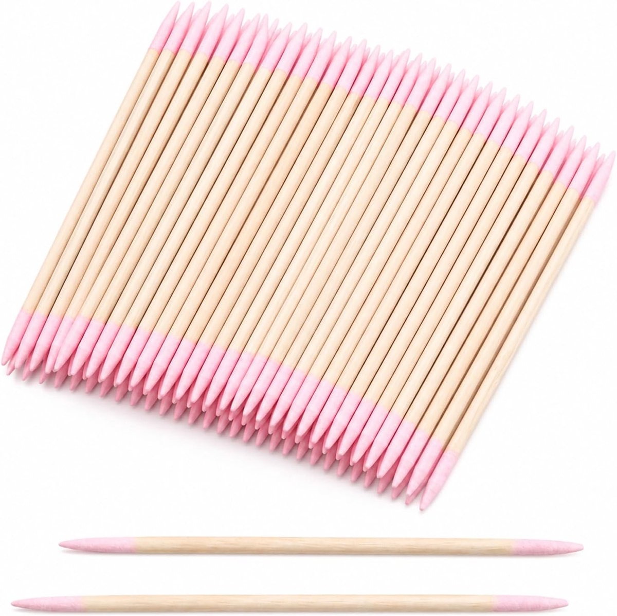 Wattenstaafjes, lange reinigingsstaafjes, dubbele kop, wattenstaafjes, puntige punten, wattenstaafjes, bamboe, houten handvat voor wenkbrauwen, manicure, make-up