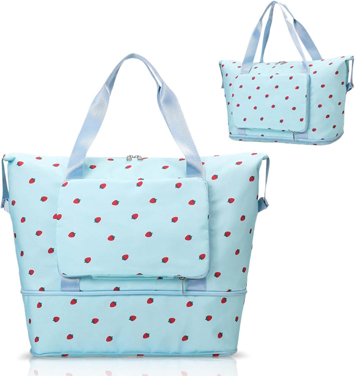 Sporttas voor dames, reistas met nat vak, weekendtassen, ideaal voor fitness en reizen, 20-35 liter, Blauw, L, Klassiek