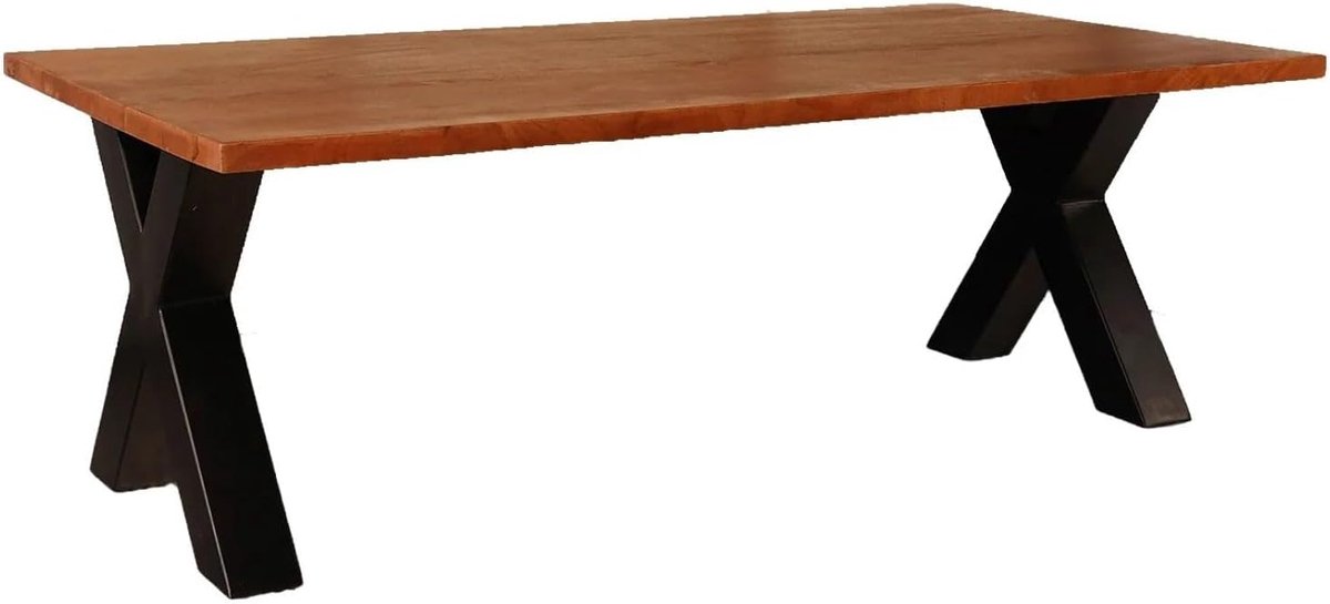 X-poot mangohout 130cm walnoot Pato side table massief hout mango bijzettafel