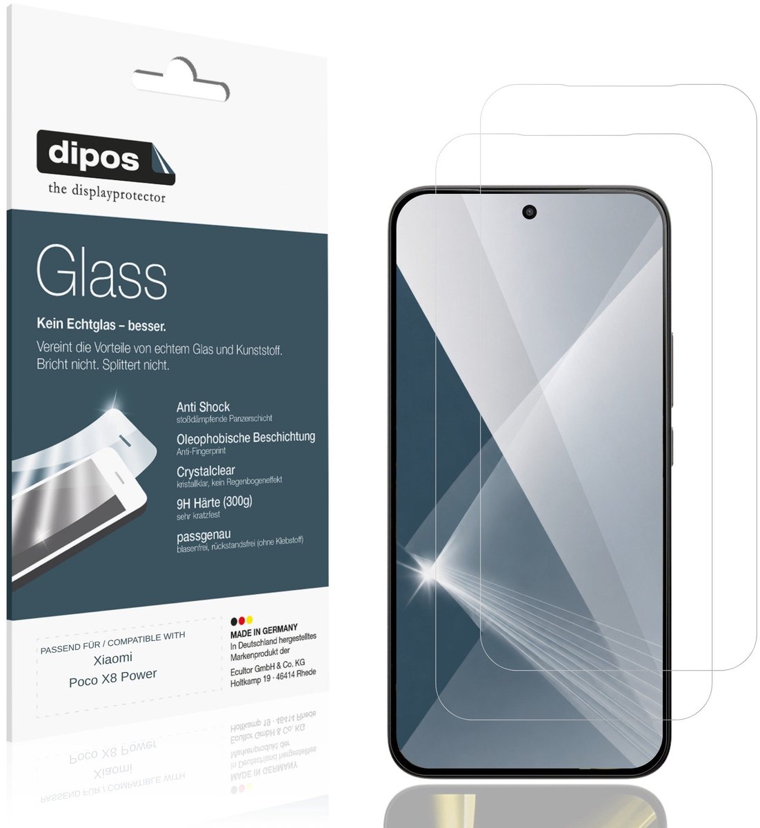 dipos – 2x Pantserfolie geschikt voor Xiaomi Poco X8 Power | 9H Screenprotector