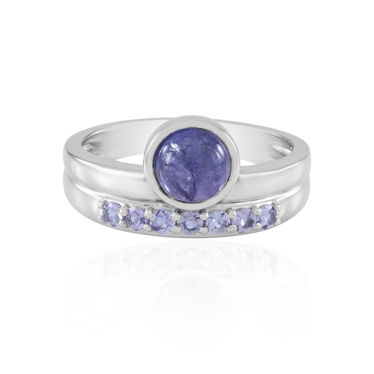 Cavill - Zilveren ring met tanzaniet 1,06 ct - 925 sterlingzilver gerhodineerd - Paarse edelsteen cabochon - Elegante ronde tanzaniet ringen