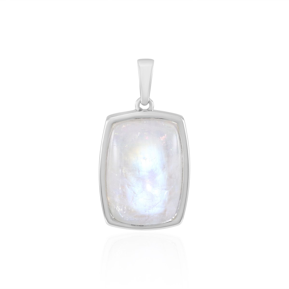 Cavill - Blauwe Maansteen Hanger 6,75 ct - 925 Sterling Zilver Gerhodineerd - Elegante Antique Cabochon - Luxe Sieraden
