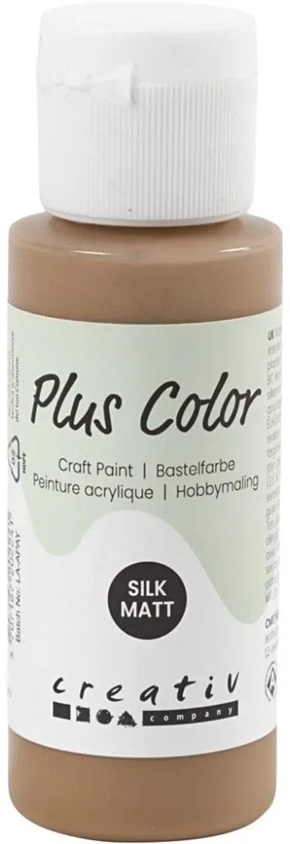 Plus Color Acrylverf - beige verf - acrylaatverf - acrylic paint - hobbyverf - sneldrogende verf - dekkende verf - waterbasis verf - hoogwaardige decoratie verf - lichtbruin - verf - 60ml