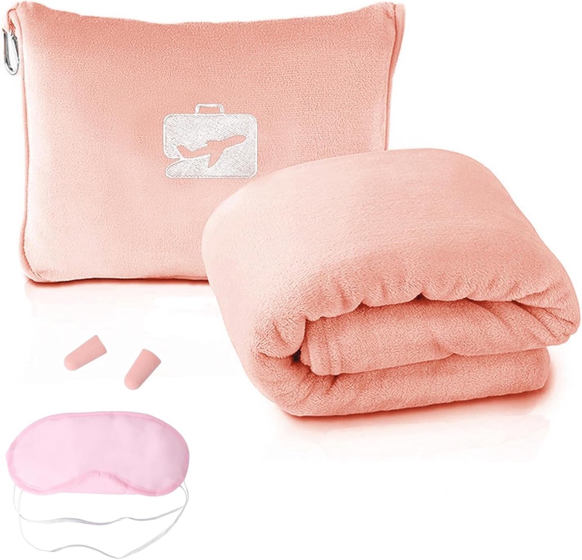 Reisdeken en Kussen Set 2-in-1, 60x50 Inch Ultra Zachte Dekens voor Vliegtuig, Auto en Kamperen met Slaapmasker en Oordopjes, Ideaal voor Comfort en Cadeau