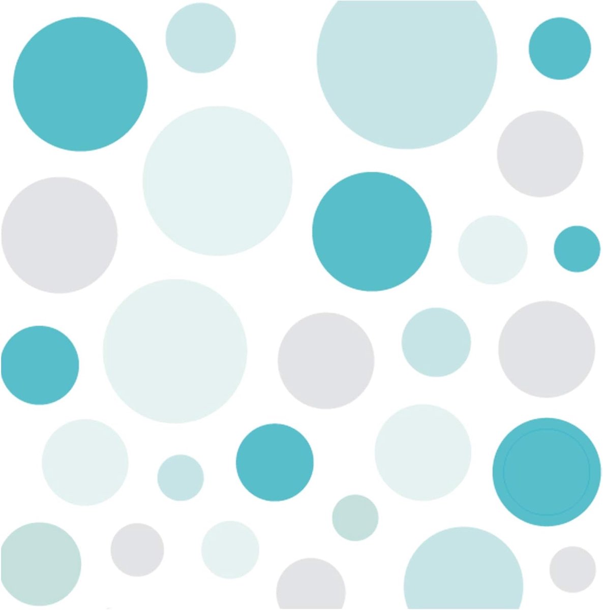 SnelShoppen - Little Deco Wandstickers voor Kinderkamer Cirkel Dots Turquoise Grijs Mint 86 Stuks Makkelijk Te Plakken Wanddecoratie voor Jongens en M