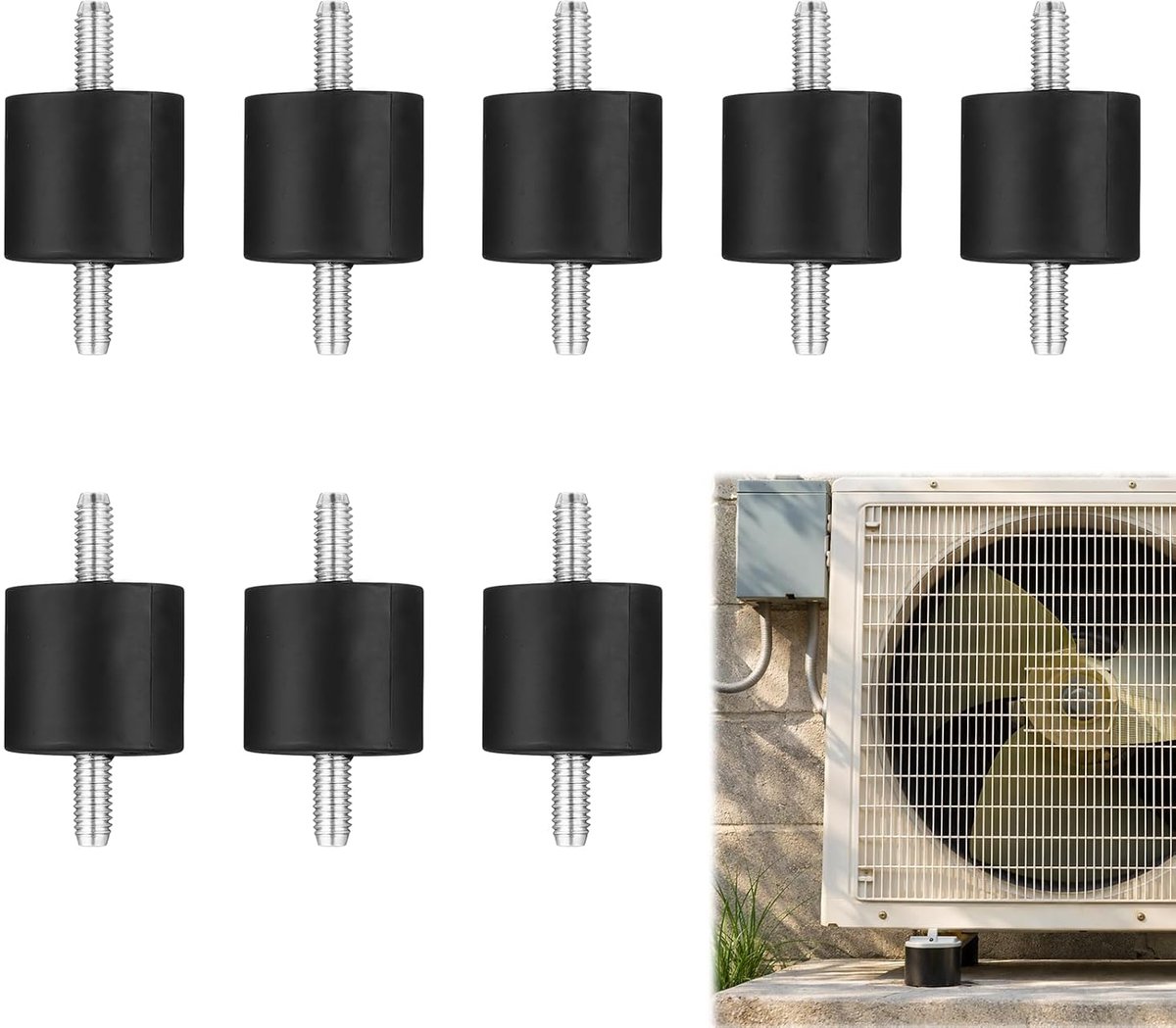 8 x M6 rubberen schokdempers met schroeven, airconditioning rubberen buffer M6, rubberen buffer voor waterpompen - ShopVlot