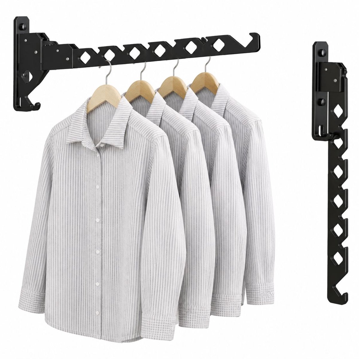 VHV - Kledinghaak - 2 stuks - Opvouwbaar droogrek - Zwart - Inklapbaar - Kledingrail - Kapstok - voor kleding