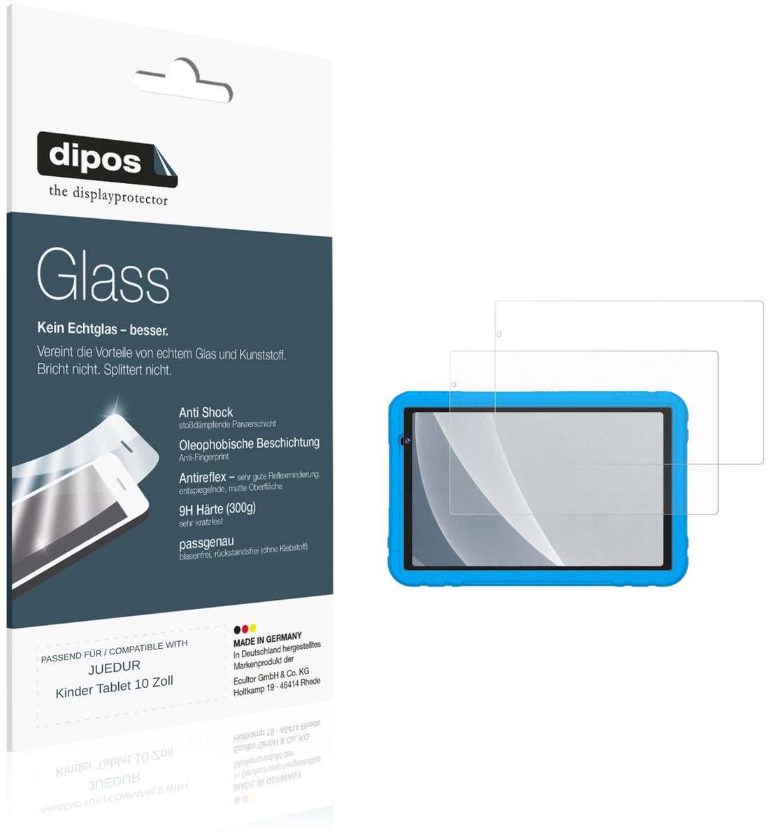 dipos – 2x Matte Pantserfolie geschikt voor JUEDUR Kinder Tablet 10 Inch | 9H Screenprotector