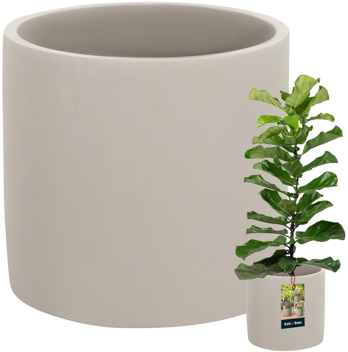 KOTARBAU® Bloempot - Plantenpot - Sierpot - Binnenpot ⌀ 20 cm Keramische Bloempot voor Binnen - 20 cm hoog - Betonlook - Ongeglazuurd keramiek - Mat - Grijs