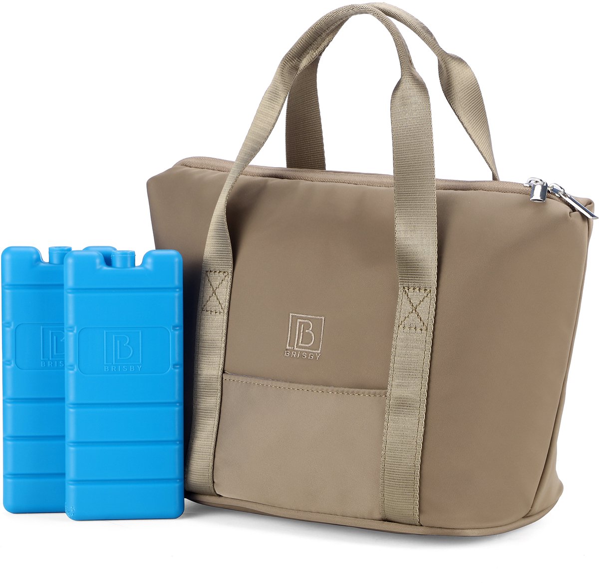 Brisby Koeltas Lunchtas 6L – 4-Laags Geïsoleerd – Inclusief 2 Koelelementen – Waterafstotend – Voor Werk, School & Onderweg – Taupe