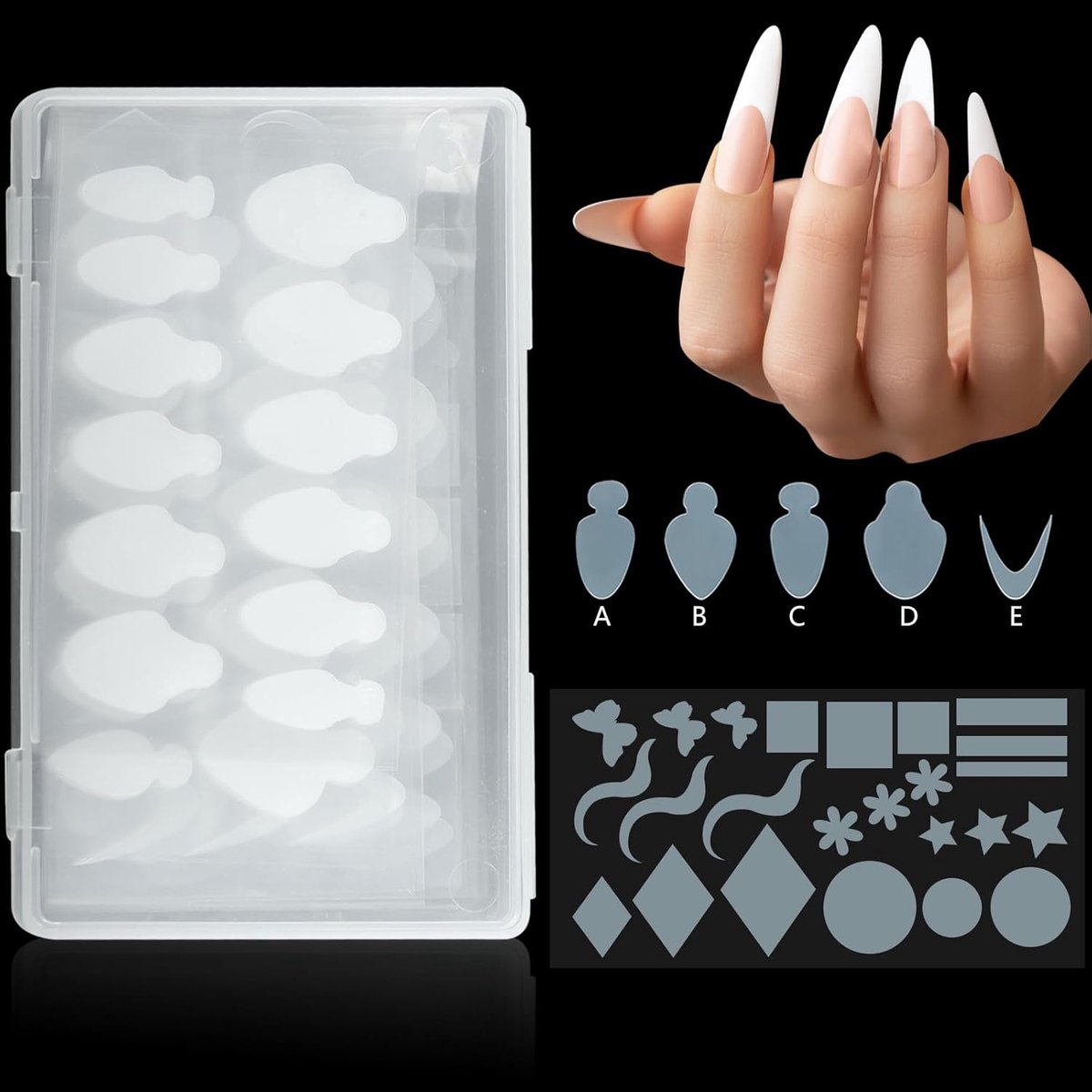 Sticker set voor dubbele nagelvormen - silicone stickers - zelfklevend en herbruikbaar - ideaal voor French manicure - ShopVlot