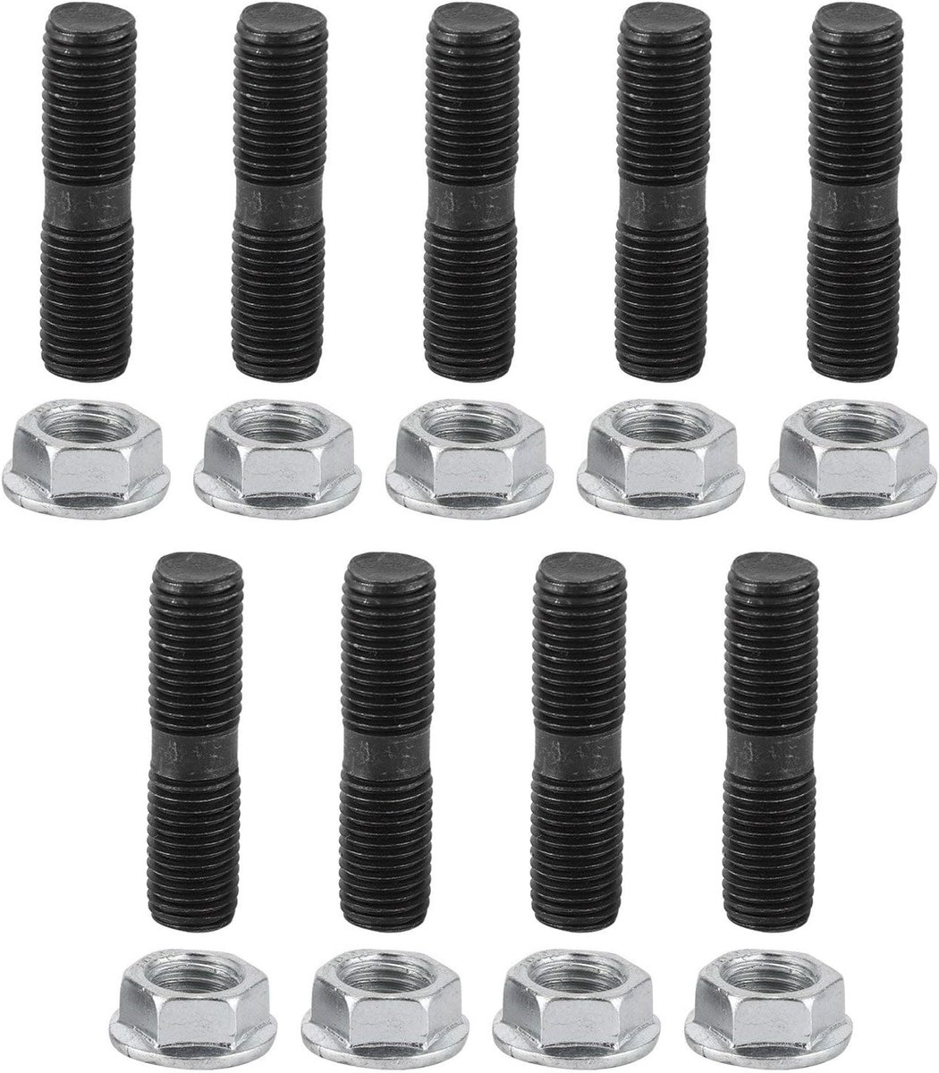 aqxreight - M10 X 1.25 Mm Turbo Stud & Lock Nut Kit Suitable for DSM 1G EVO 1-10 Turbos - ShopVlot