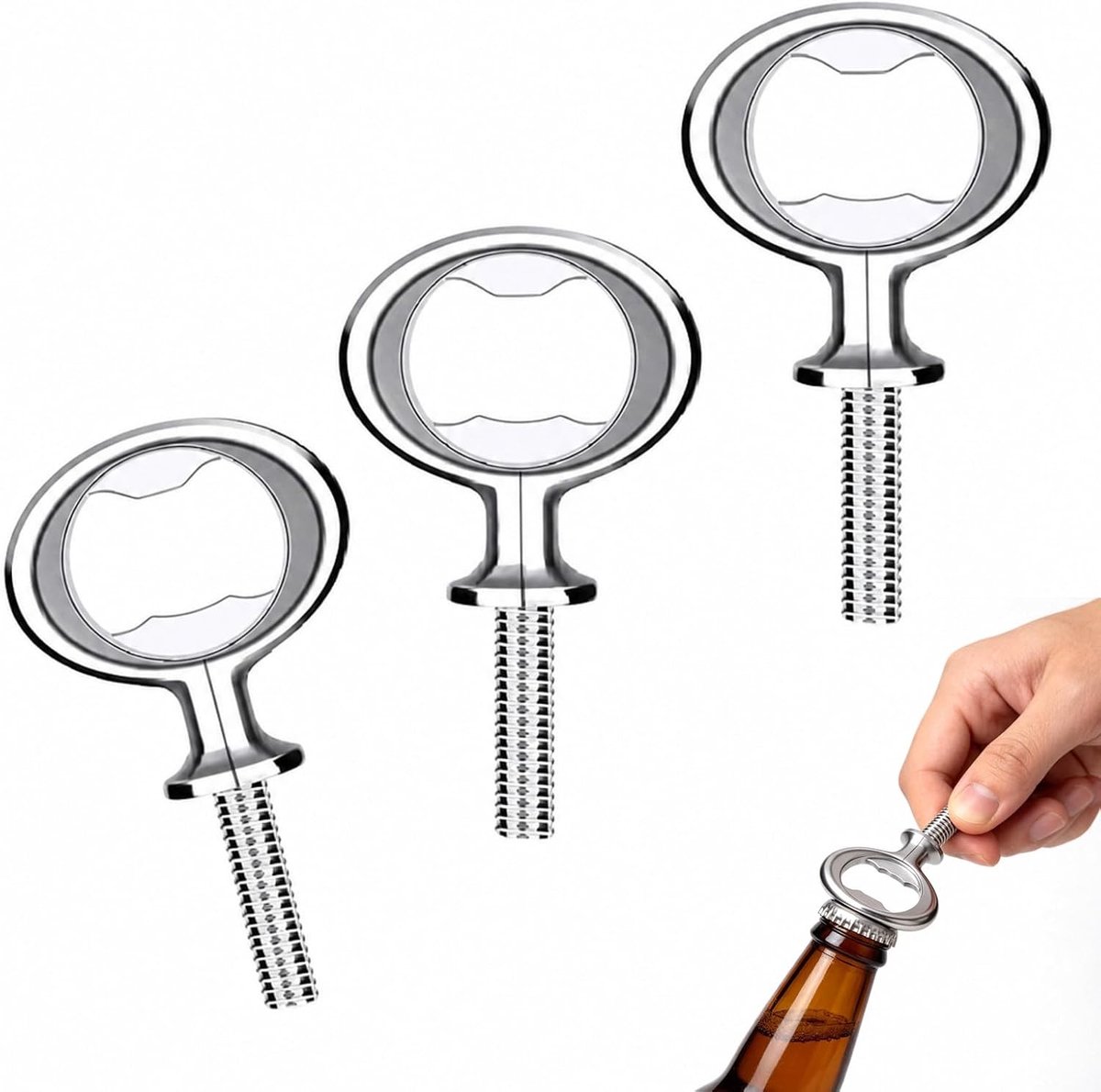 4 stuks flesopeners blank roestvrij staal bieropener voor pub outdoor - ShopVlot