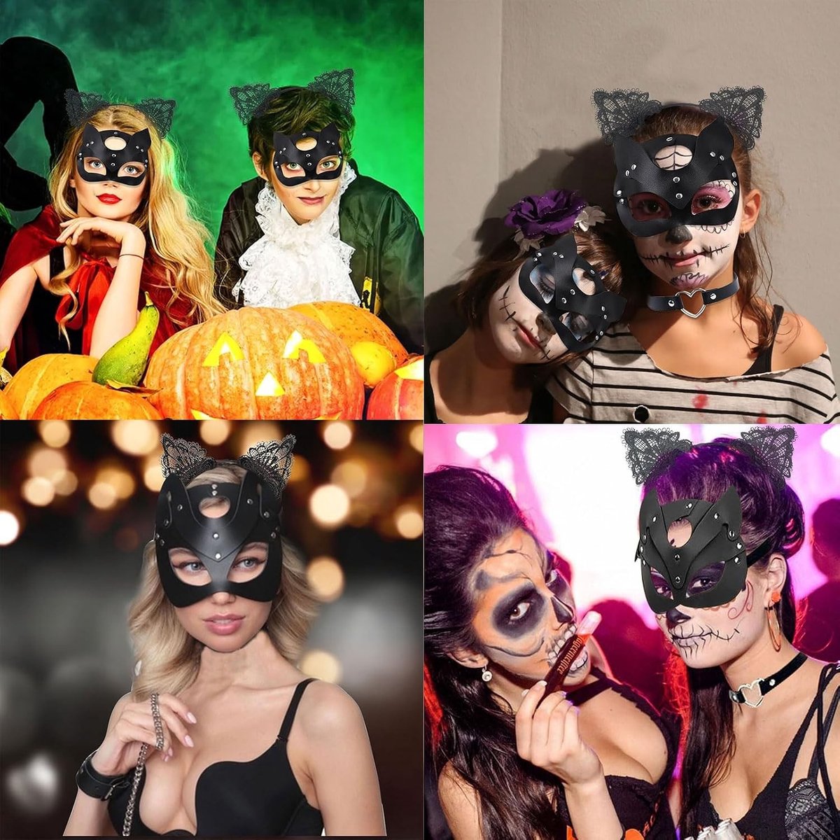 Vrouwelijk Kostuum Kattenmasker voor Carnaval en Valentijnsdag - Perfect voor Feestjes en Theatrale Optredens
