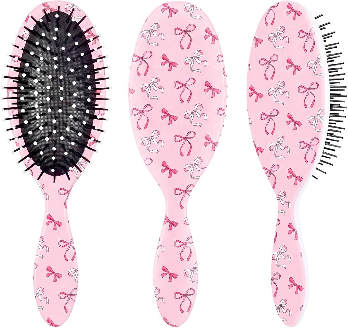 Hair Brush for Women, Bow Toddler Hairbrush with Soft Bristles, Pain-free Detangling Hair Brushes for Kids Girls, Wet - ShopVlot