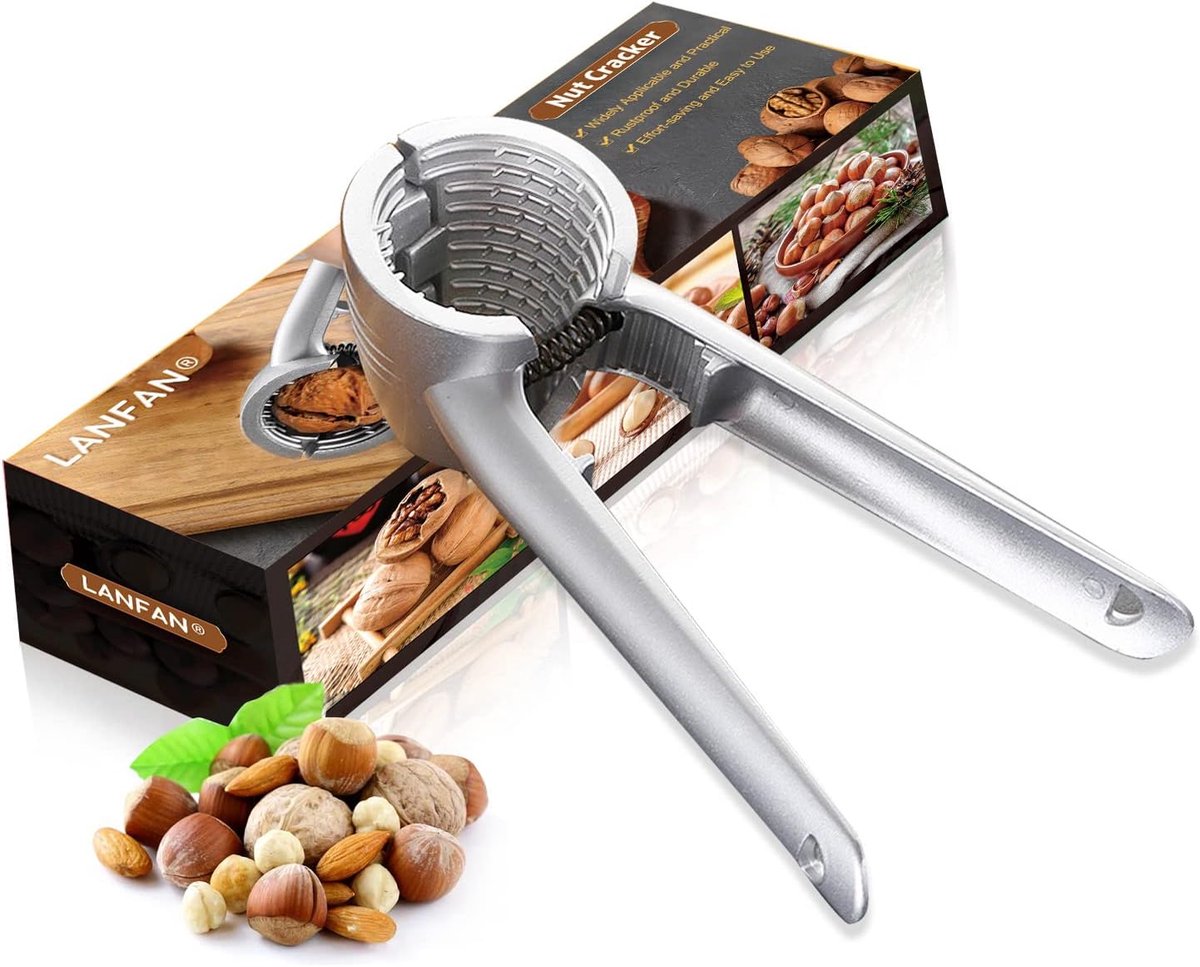 LANFAN Nutcracker, Walnuts, Walnutcracker, Hazelnut Cracker, Nuts Cracker Tool, Nutcracker, Silver, 1 Piece - ShopVlot
