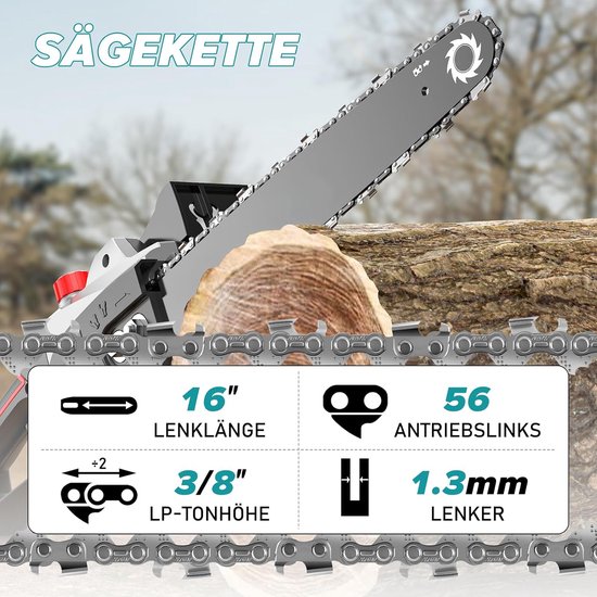 Zaagketting set van 4 - 3/8 inch LP - 1.3 mm dikte - 56 schakel voor 40 cm zaag - ShopVlot — afbeelding 2