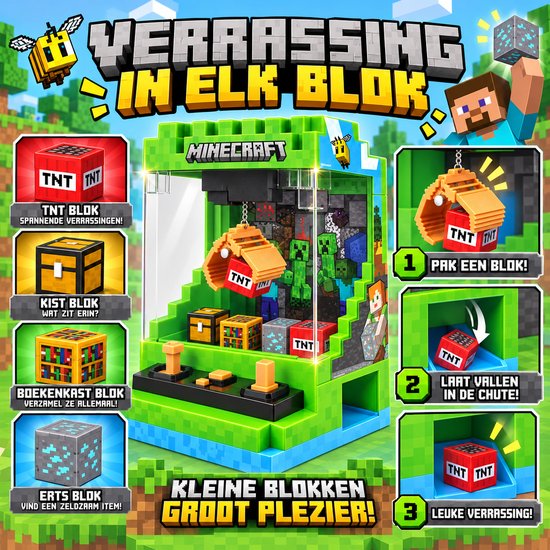 A Ambassador® Minecraft Grijpmachine - Incl. 6 blokken met prijzen - Arcade - Klauwkraan - Coin Pusher - Snoepautomaat - Spelletjes - Games van Ambassador — afbeelding 4