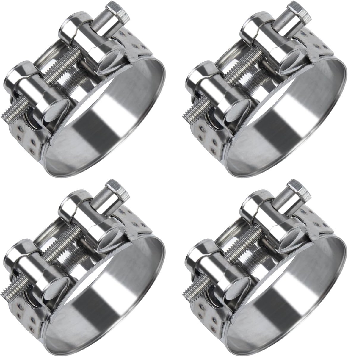 ilauke 4 Pieces Hinge Bolt Clamp Stainless Steel 52-55 mm Hose Clamps, Stainless Steel, Belt Width 22 mm, Hose Clamps - ShopVlot