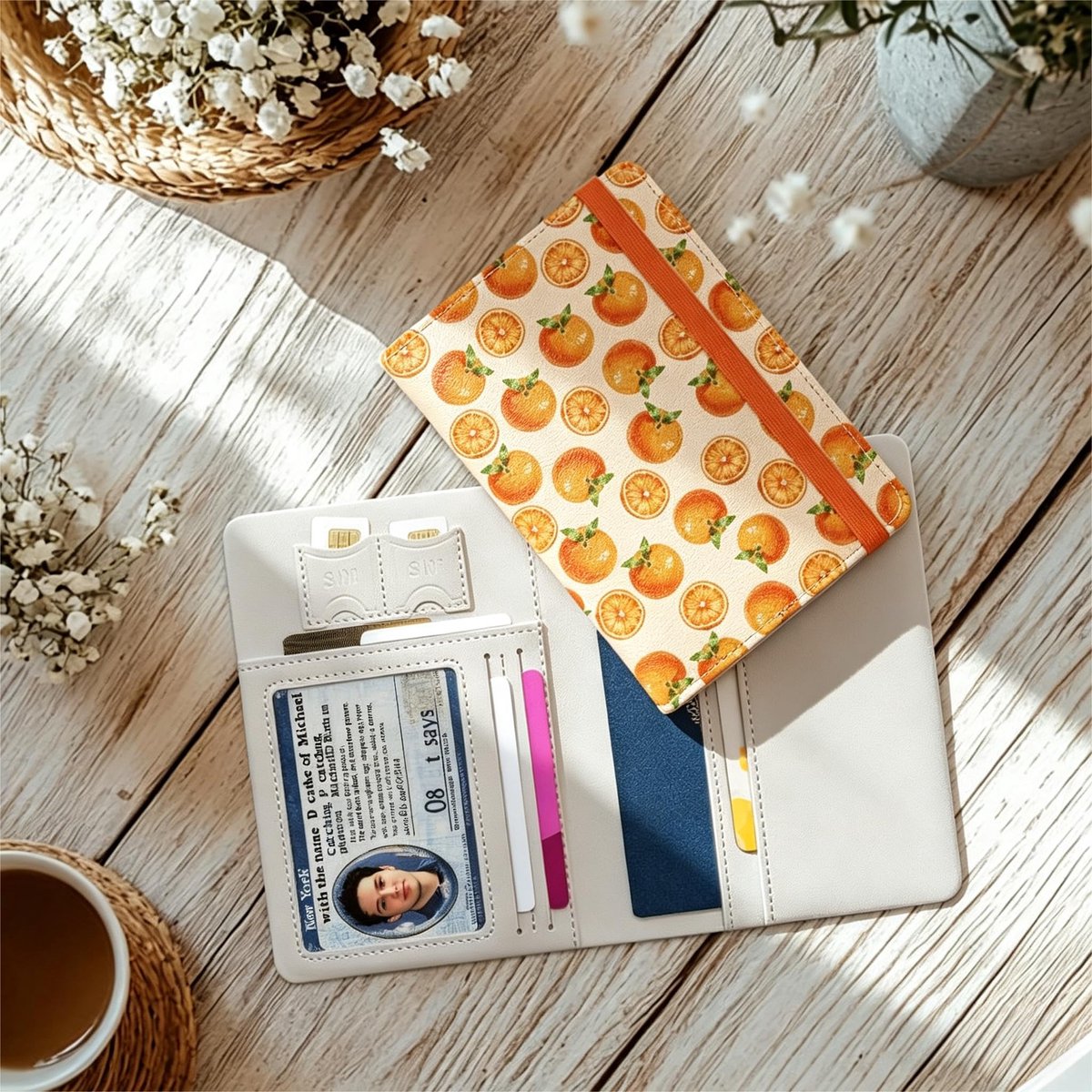 beinkmake Paspoorthoes, leer, reisdocumenten, organizer, paspoort, cover, portemonnee met creditcardsleuven - ShopVlot