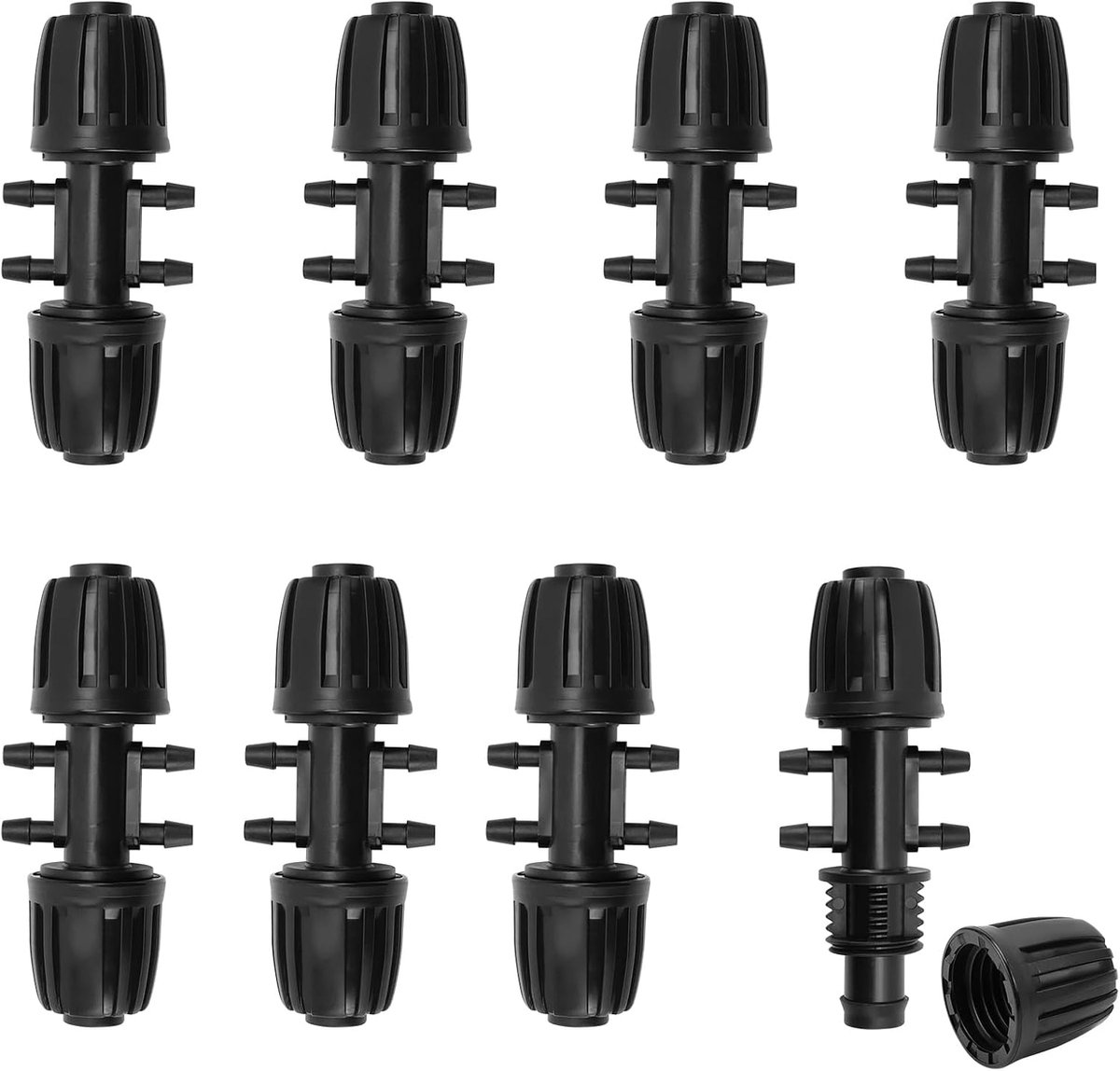 8 stuks tuinirrigatie barbecue thee-aansluiting 6-weg micro drip voor 13/16 mm tot 4/7 mm connector irrigatie connector voor watervoorziening en tuinirrigatie